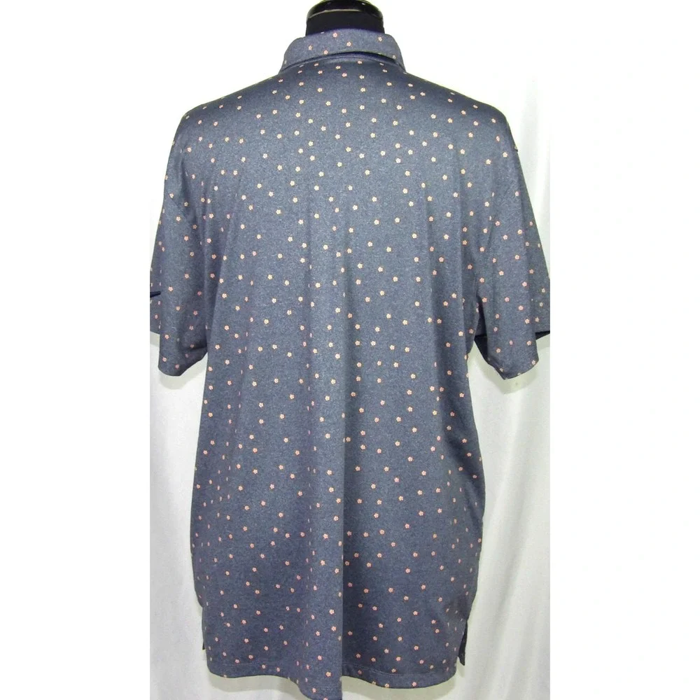 Nike‎ Dri-Fit Short Sleeved Blue Floral Stretch Polo Golf Shirt Men's XL